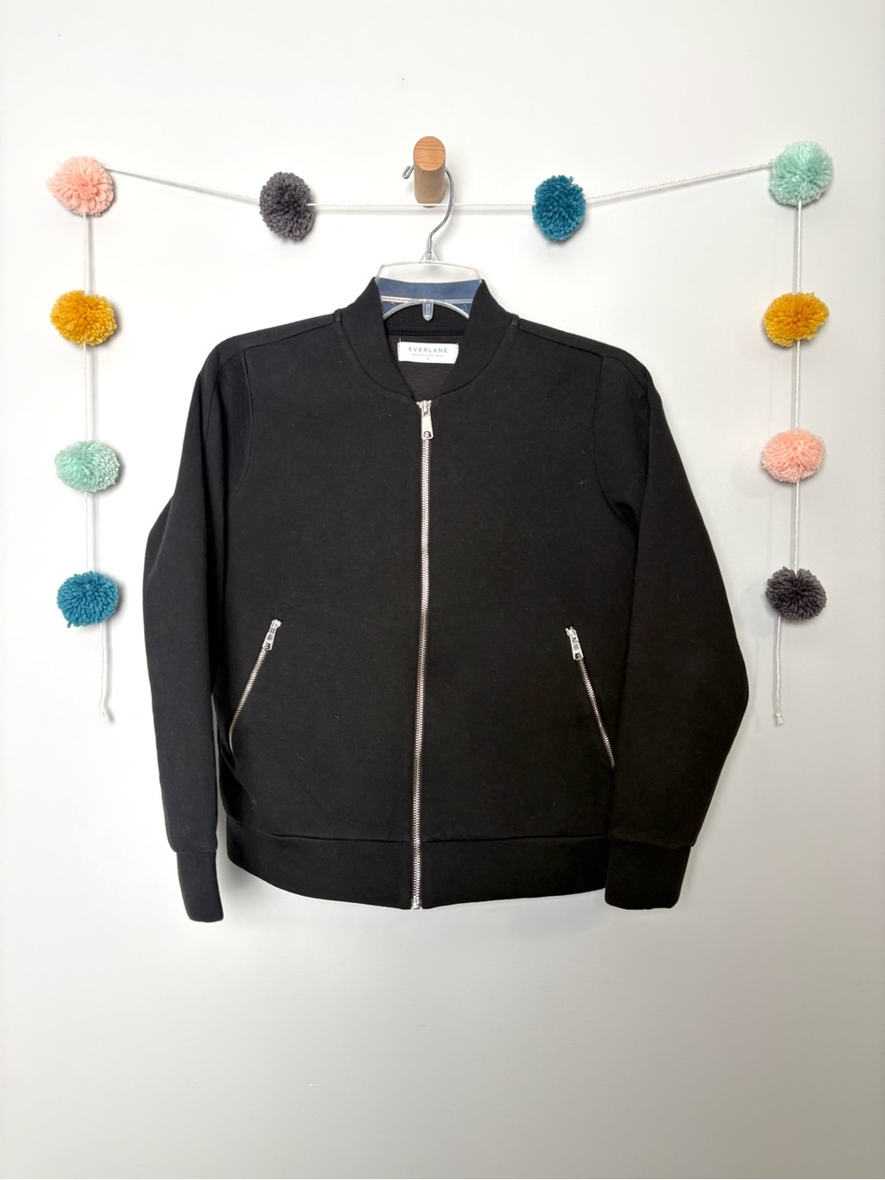 Everlane The Street Fleece Full Zip Black Bomber Jacket